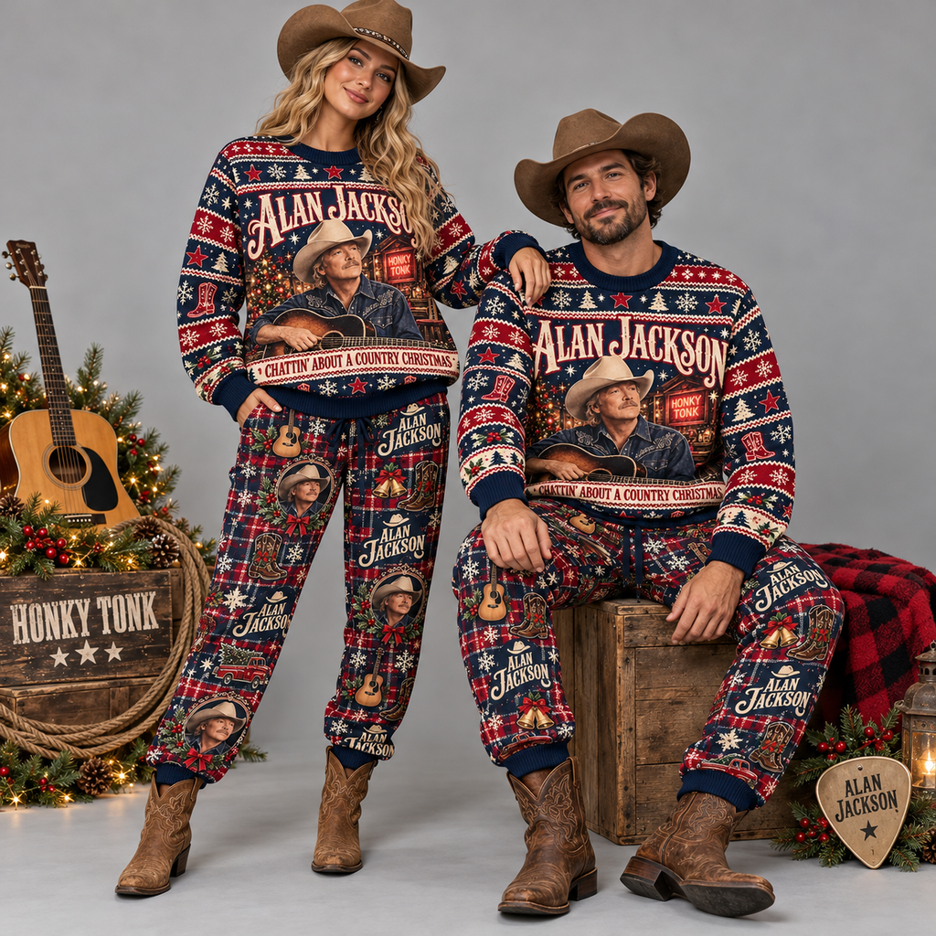 Alan Jackson A Country Artist A Country Christmas Black Sweater and Jogger Pants Set NDN 2