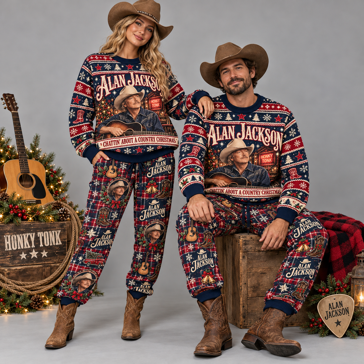 Alan Jackson A Country Artist A Country Christmas Black Sweater and Jogger Pants Set NDN 2
