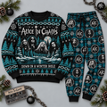 Alice in Chains Winter Hole Teal Black Festive Graphic Sweater and Jogger Pants Set NDN 1