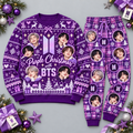 BTS Purple Christmas Portrait Snowflake Festive Graphic Sweater and Jogger Pants Set NDN 1
