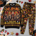Def Leppard Pour Some Christmas Cheer Holiday Black Sweater and Jogger Pants Set NDN 1