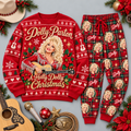 Dolly Parton Holly Dolly Christmas Red Festive Graphic Sweater and Jogger Pants Set NDN 1