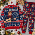 Ed Sheeran Perfect Christmas Guitar Navy Red Festive Graphic Sweater and Jogger Pants Set NDN 1
