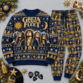 Greta Van Fleet Christmas Sky Navy Gold Festive Graphic Sweater and Jogger Pants Set NDN 1