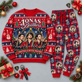 Jonas Brothers Cool Christmas Red Portrait Festive Graphic Sweater and Jogger Pants Set NDN 1