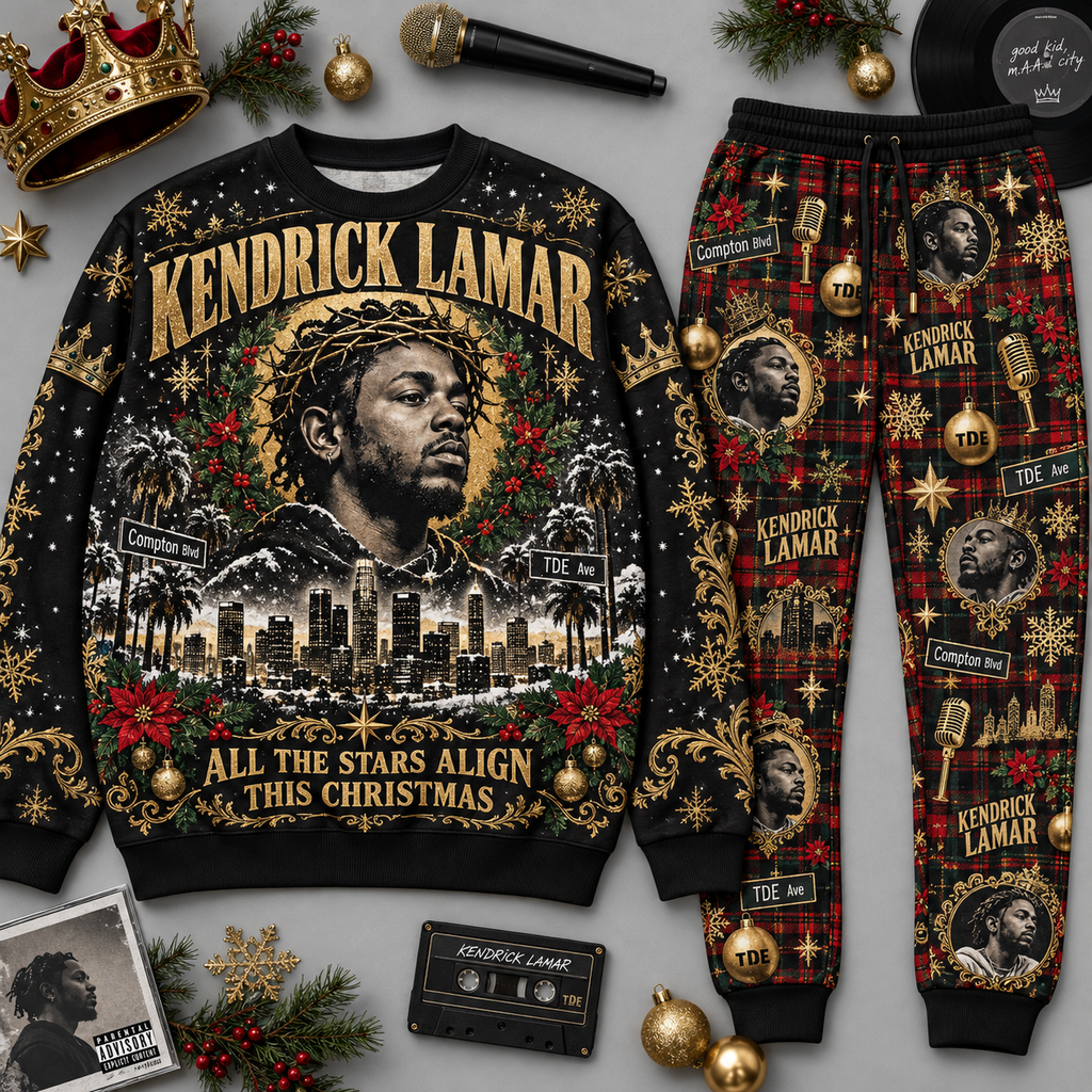 Kendrick Lamar All the Stars Align This Christmas Sweater and Jogger Pants Set NDN 1