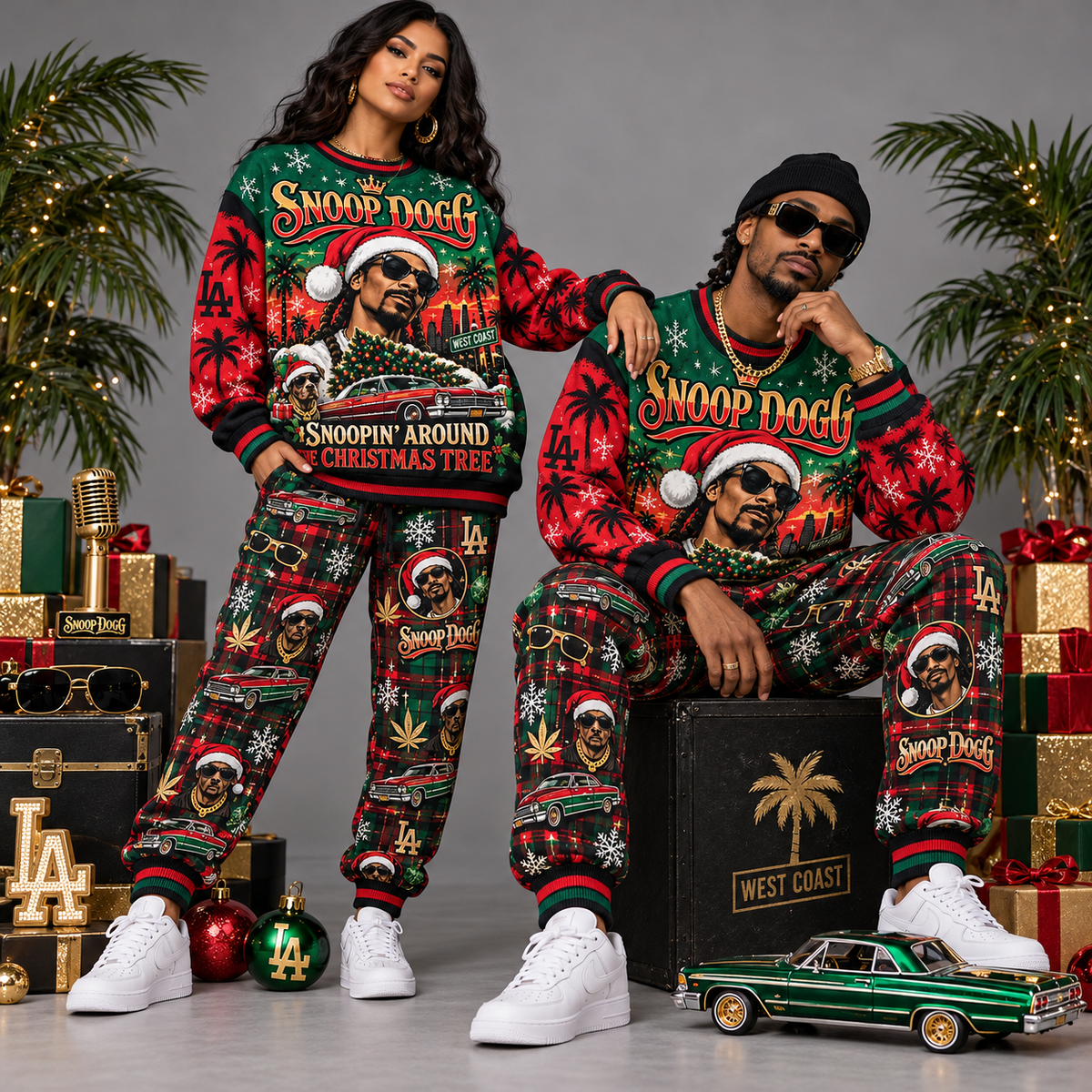 Lady Gaga Slay Bells Ring Pink Monster Christmas Sweater and Jogger Pants Set NDN 2