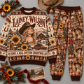 Lainey Wilson Ring A Bell Bottom Christmas Brown Sweater and Jogger Pants Set NDN 1