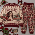 Lana Del Rey Lust for Life Christmas Sweater and Jogger Pants Set Festive Red Cream NDN 1