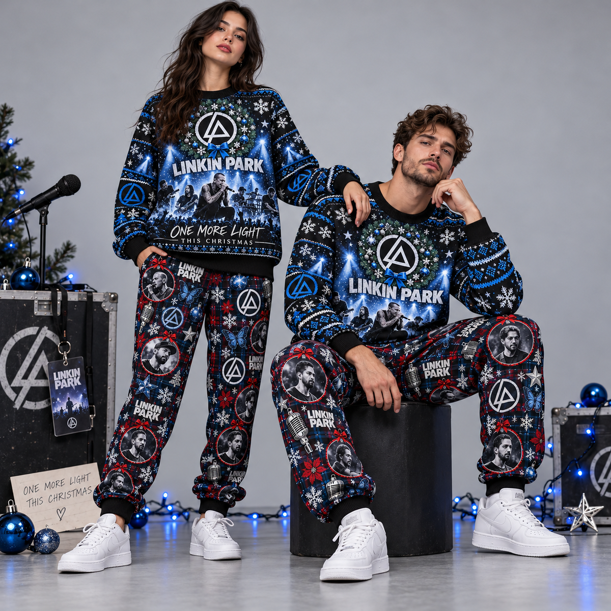 Linkin Park One More Light Christmas Holiday Graphic Sweater and Jogger Pants Set NDN 2