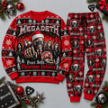 Megadeth Christmas Skeleton Red Black Festive Graphic Sweater and Jogger Pants Set NDN 1