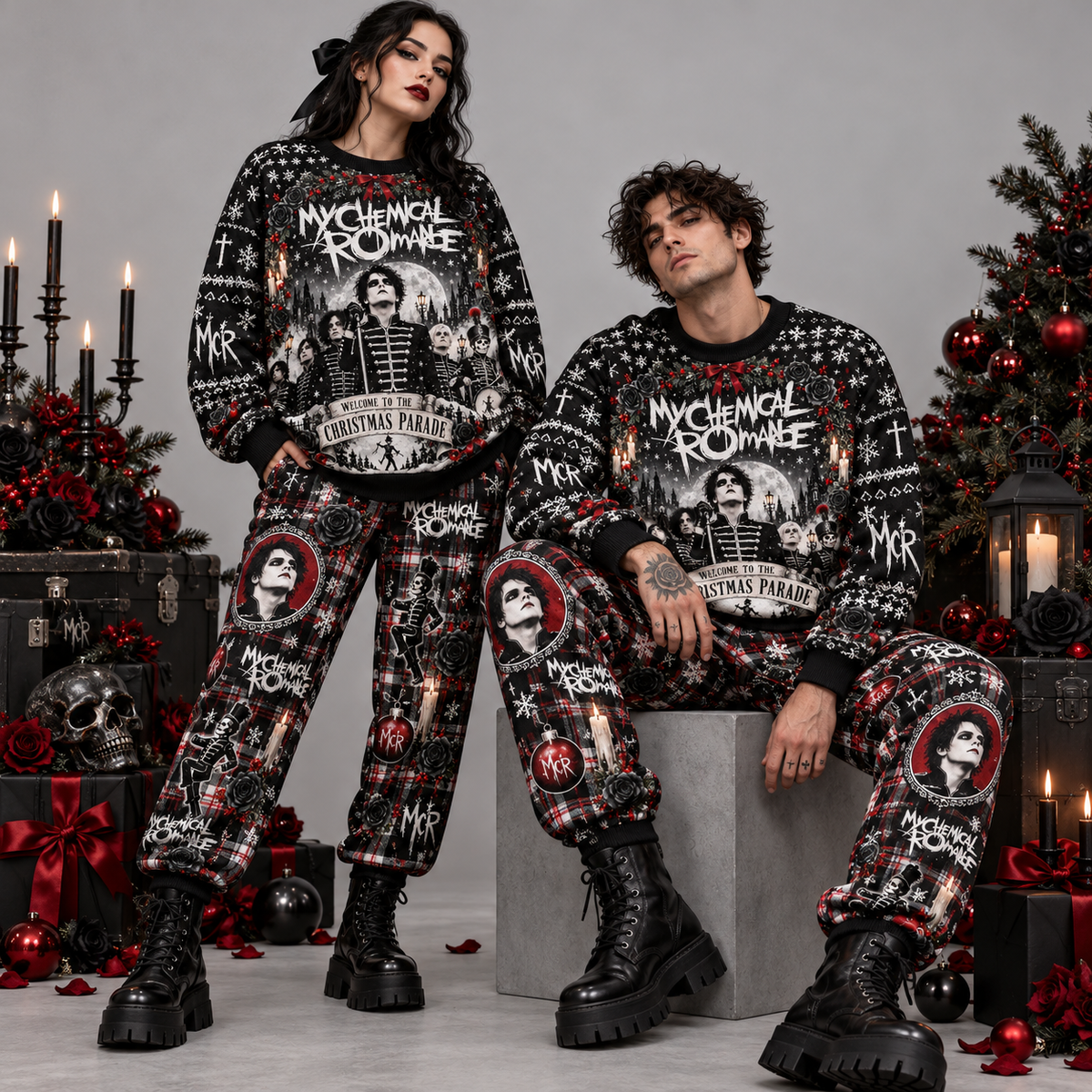My Chemical Romance Christmas Parade Sweater and Jogger Pants Set Holiday Band Art NDN 2