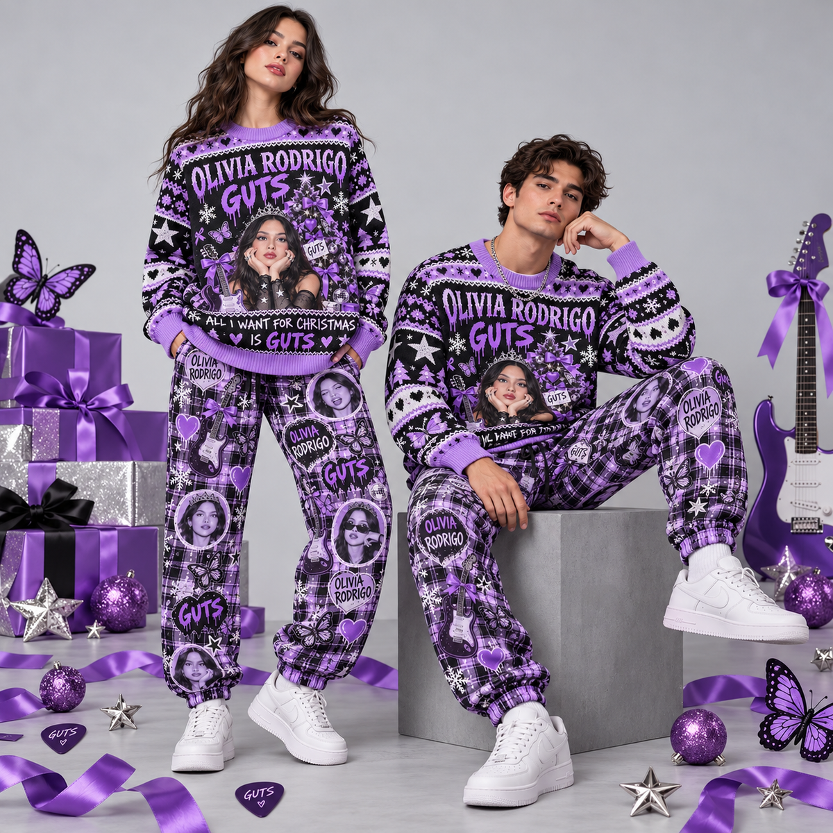 Olivia Rodrigo GUTS All I Want for Christmas Sweater and Jogger Pants Set Holiday Music NDN 2
