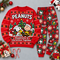 Peanuts Snoopy Charlie Brown Christmas Red Festive Graphic Sweater and Jogger Pants Set NDN 1