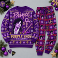 Prince Purple Snow Is Falling Portrait Festive Graphic Sweater and Jogger Pants Set NDN 1