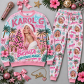 Queen Let It Rock Let It Snow Festive Pink Portrait Sweater and Jogger Pants Set NDN 1