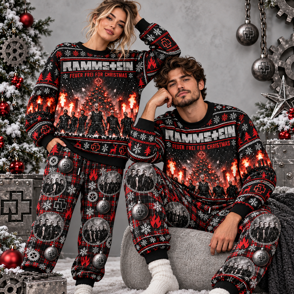 Rammstein Feuer Frei For Christmas Concert Black Sweater and Jogger Pants Set NDN 2