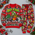 Rat Fink Hot Rod Christmas Red Green Festive Graphic Sweater and Jogger Pants Set NDN 1