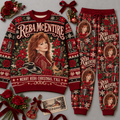 Reba McEntire Merry Reba Christmas Y'all Portrait Red Sweater and Jogger Pants Set NDN 1