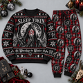 Sleep Token Masked Figures Christmas Black Red Festive Graphic Sweater and Jogger Pants Set NDN 1