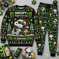 Snoopy Monster Energy Christmas Spirit Black Green Sweater and Jogger Pants Set NDN 1