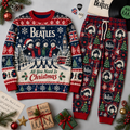 The Beatles All You Need Is Christmas Red Navy Festive Graphic Sweater and Jogger Pants Set NDN 1