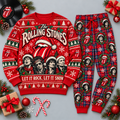The Rolling Stones Rock and Snow Red Festive Graphic Sweater and Jogger Pants Set NDN 1