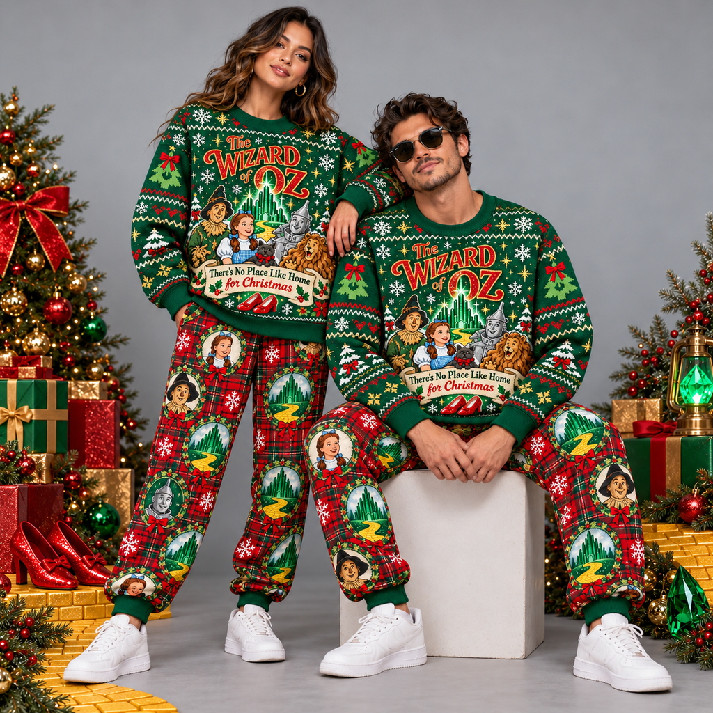 Wizard of Oz Dorothy and Friends Emerald Green Christmas Sweater and Jogger Pants Set NDN 2
