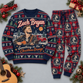 Zach Bryan Christmas Orange Navy Country Festive Graphic Sweater and Jogger Pants Set NDN 1